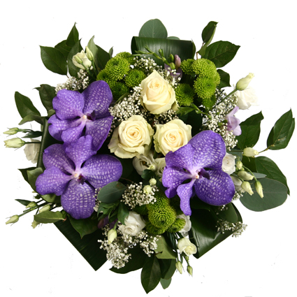 Flower delivery Latvia. Exotic orchid - bright  accent in a flower bouquet.